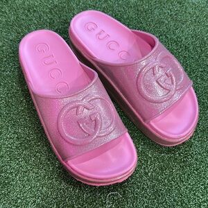 Gucci Glittery Pink Slides